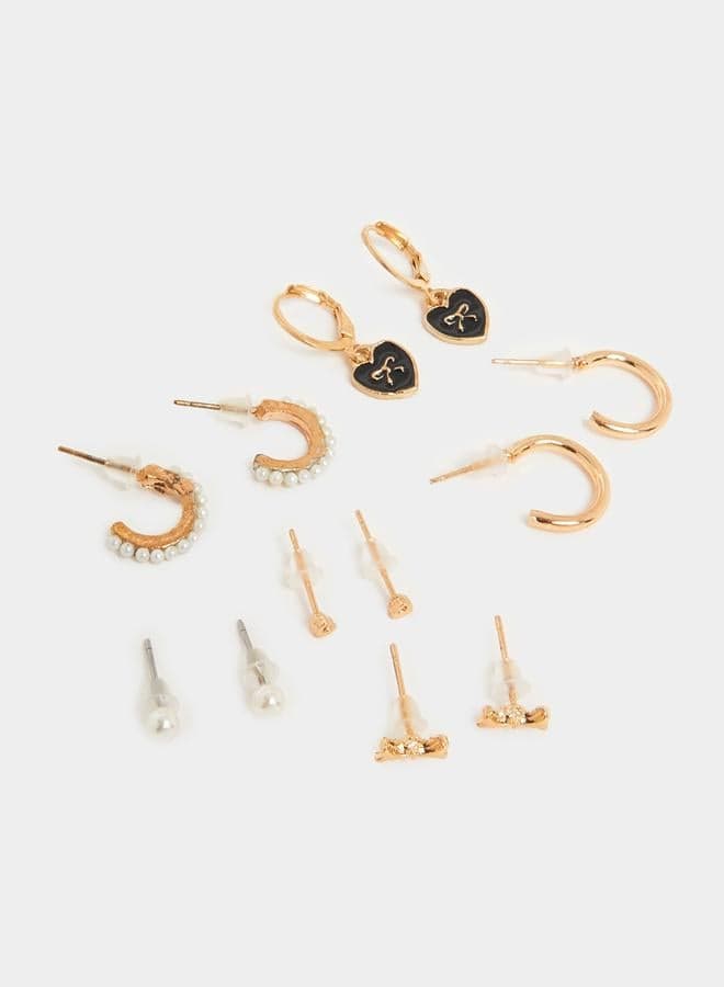 Styli Heart Drop Assorted Earrings Set of 6 for Women - Image 1