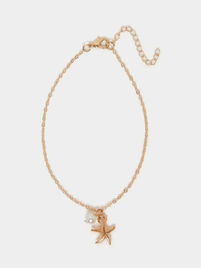 Styli Starfish Elegance - Faux Pearl Anklet for Women - Image 1