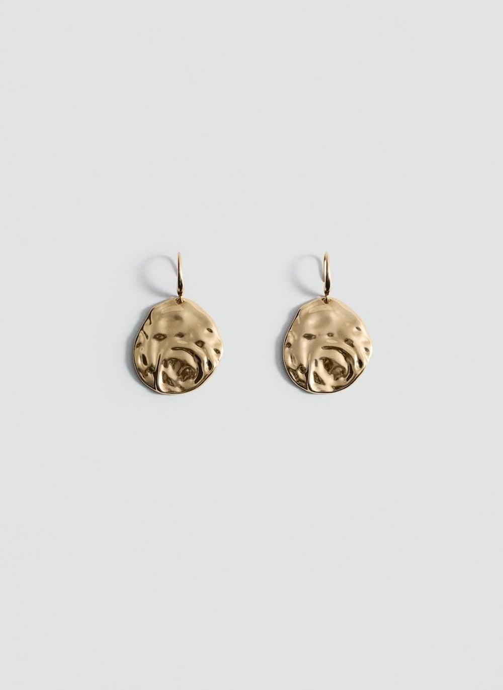 MANGO Textured Coin Earrings - Elegant Metallic Design - Image 1