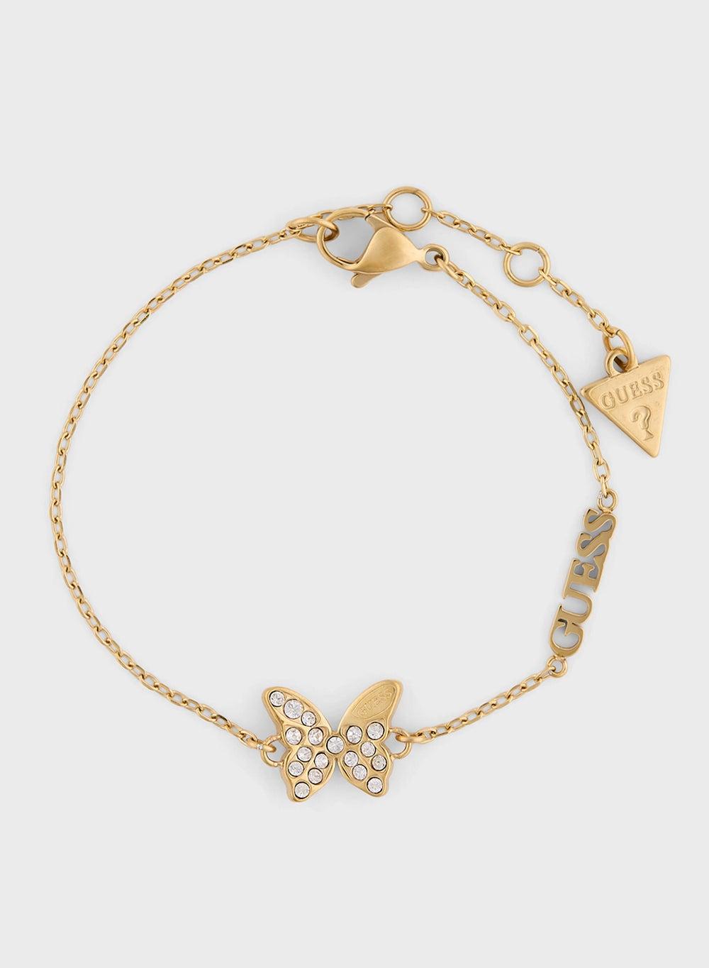 GUESS Pave Butterfly Bracelet – Elegant Gold-Tone Shine - Image 1