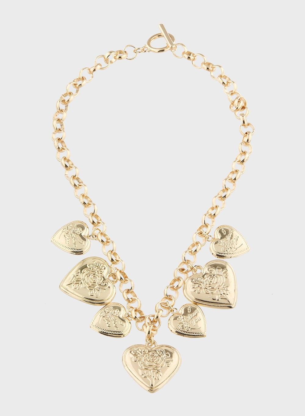 Ginger Multi Charm Heart Necklace - Elegance for Every Woman - Image 1