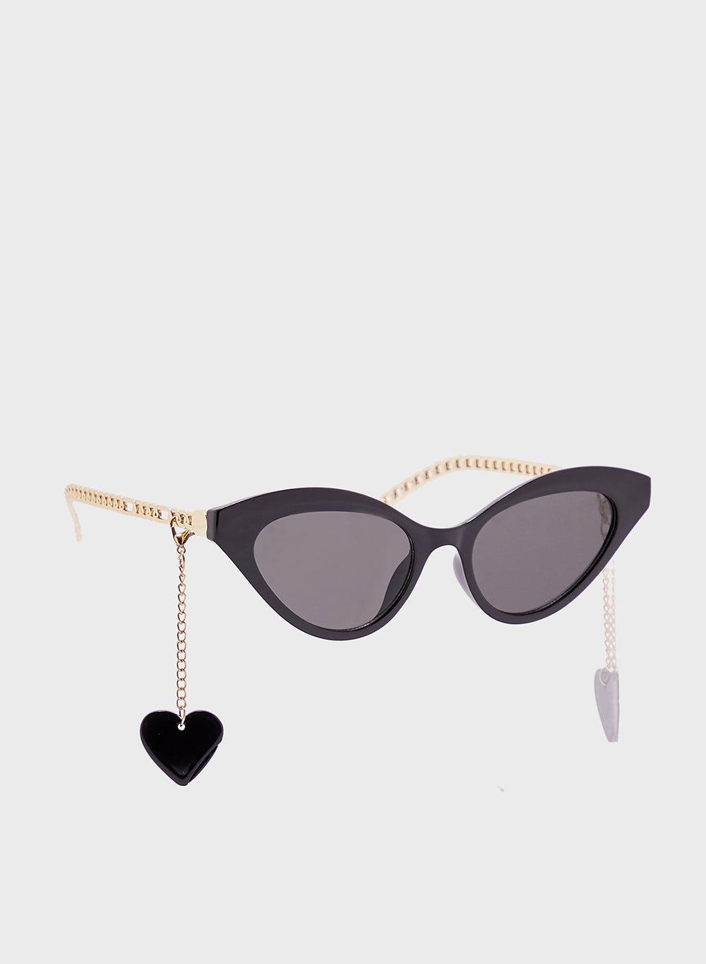 Ginger Cat Eye Women's Sunglasses with Heart Charm - Image 1