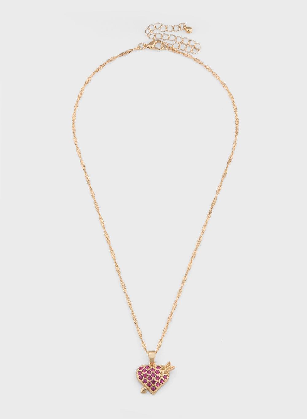 Ginger Diamante Heart Pendant Necklace - Elegance Redefined - Image 1