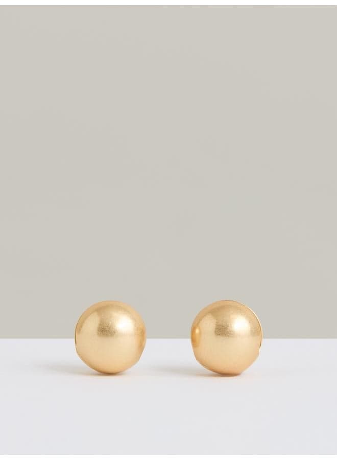 REISS Pollie: Gold-Tone Polished Ball Huggie Earrings - Image 1