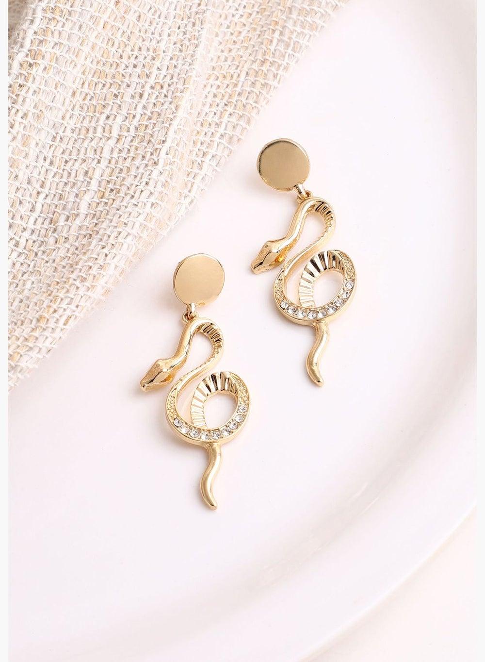 SOHI Stone Drop Earrings - Elegant Gold Plated Design - Image 1
