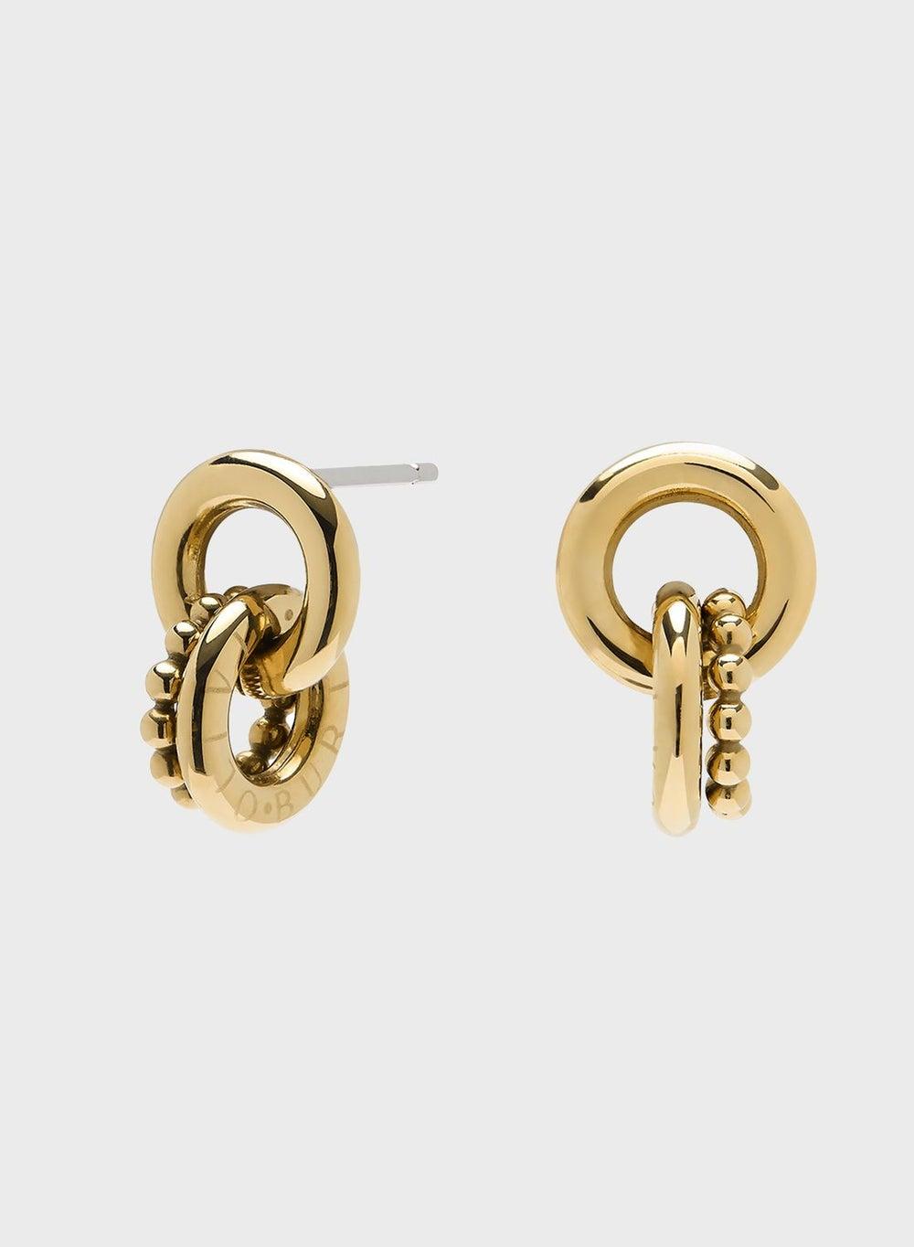 OLIVIA BURTON Elegant Sterling Silver Round Link Earrings - Image 1