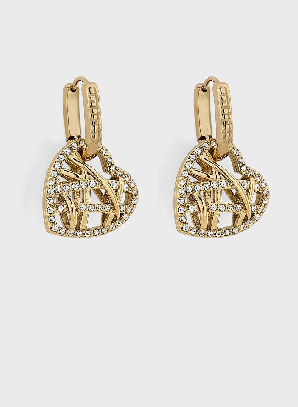 GUESS Heart Cage Huggies Earrings: Chic Sophistication - Image 1