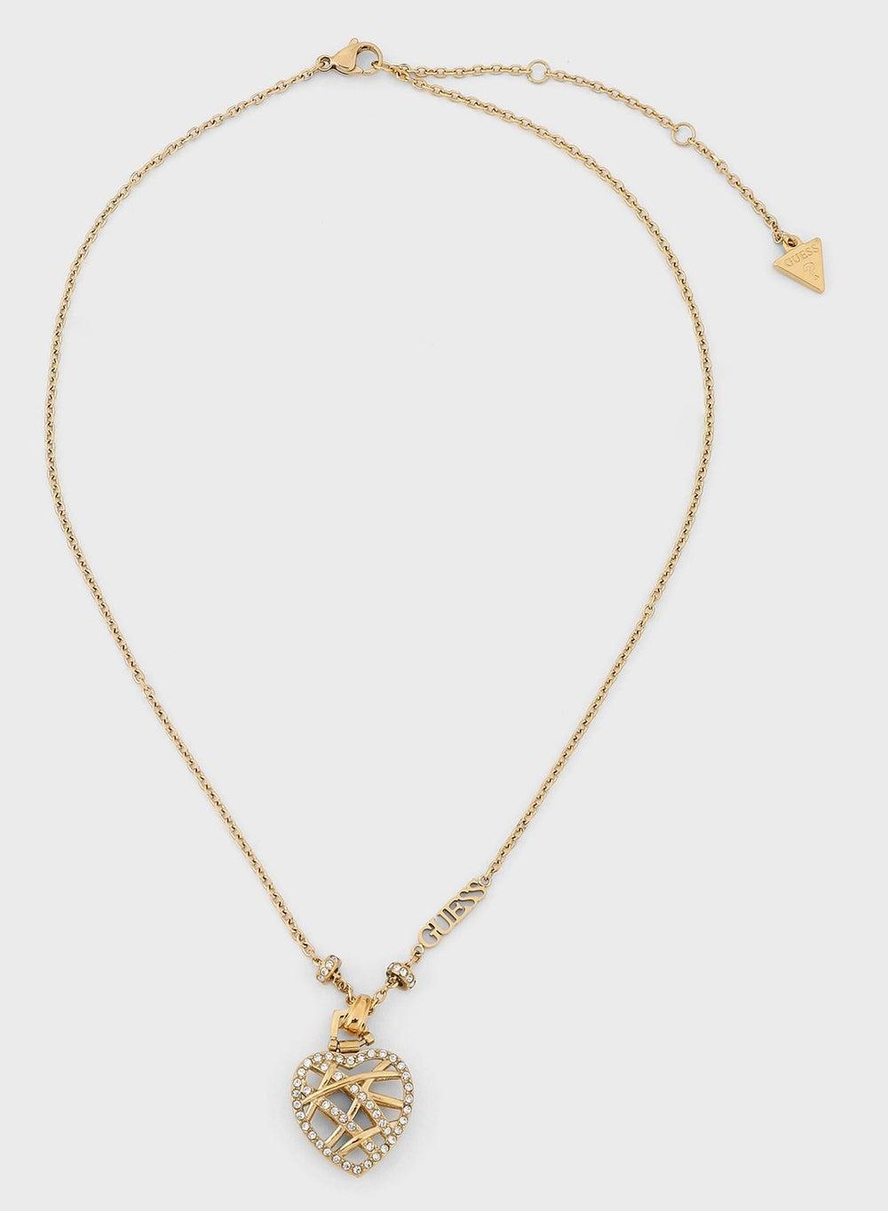 GUESS Heart Cage Charm Necklace - Elegance Unlocked - Image 1