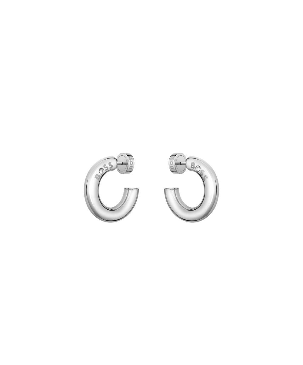 BOSS Alive Elegance: Silver-Tone Hoop Earrings for Women - Image 1