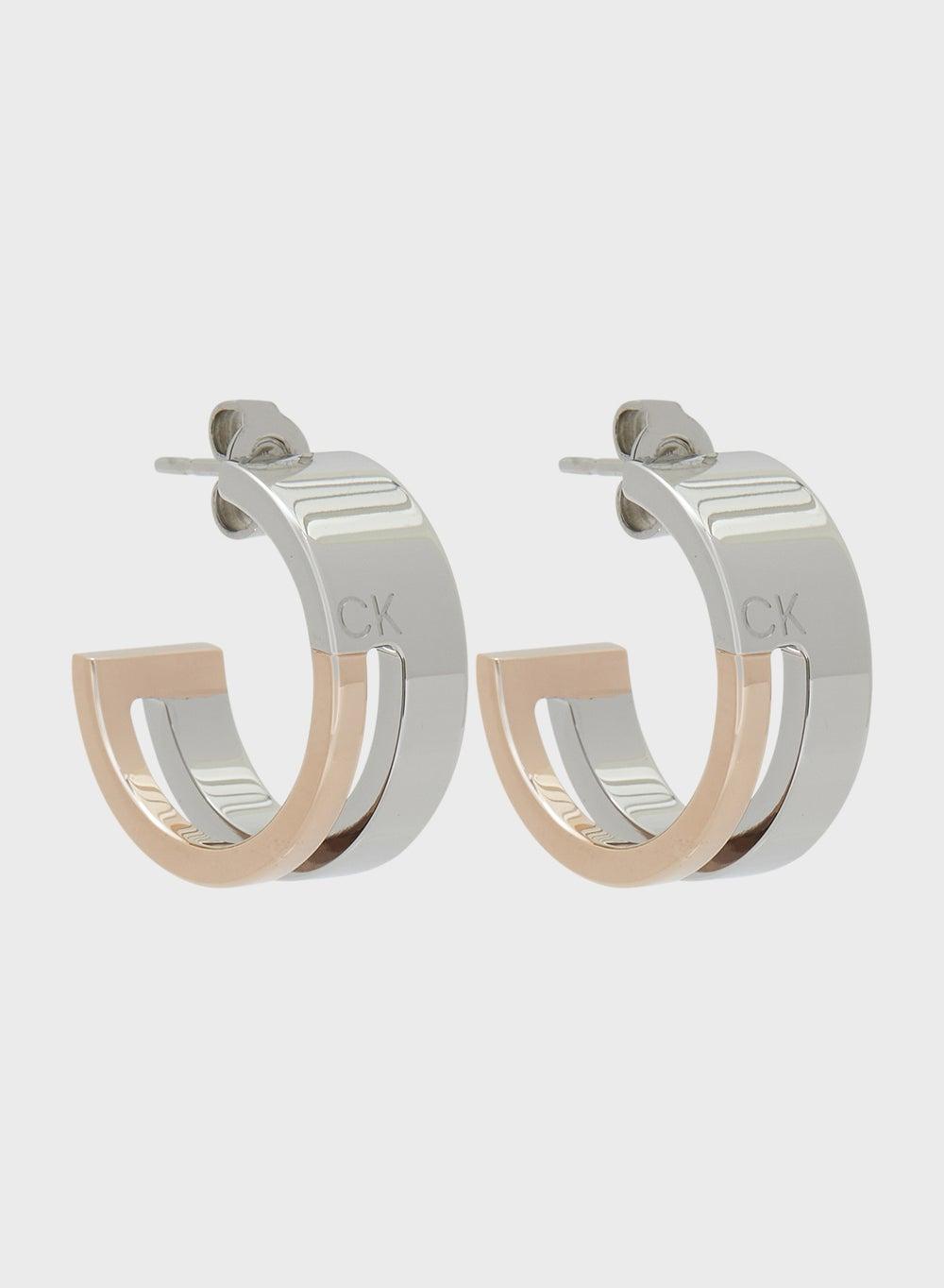 CALVIN KLEIN GEOMETRIC ESSENTIALS - Chic Bicolor Earrings - Image 1