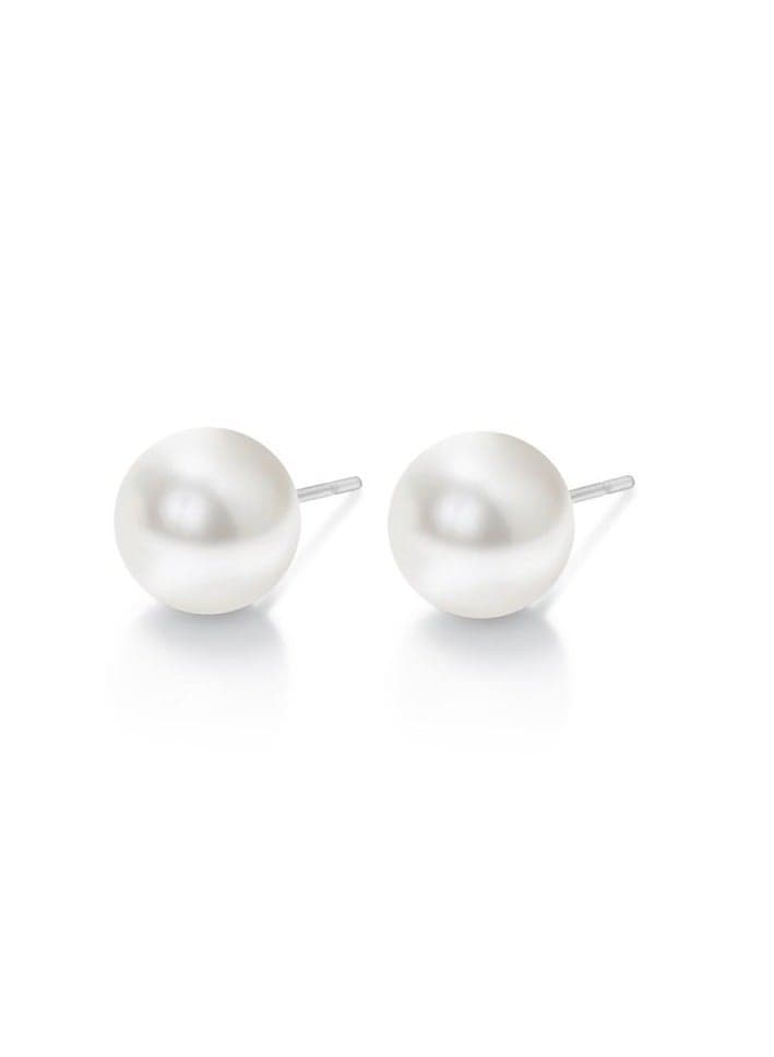 Seona PERLA White Pearl Stud Earrings – Timeless Luxury (8mm) - Image 1