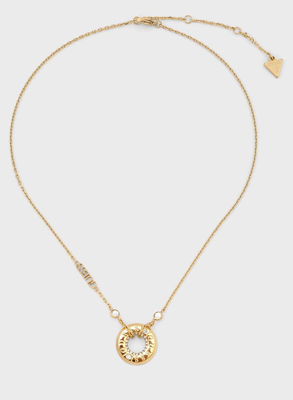GUESS Sparkle Logo Round Necklace – Elegant Accessory - Image 1