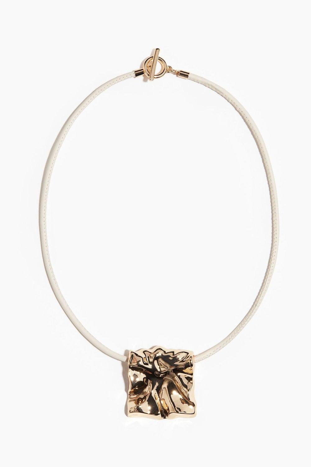 H&M Textured Metal Square Pendant Necklace - Image 1