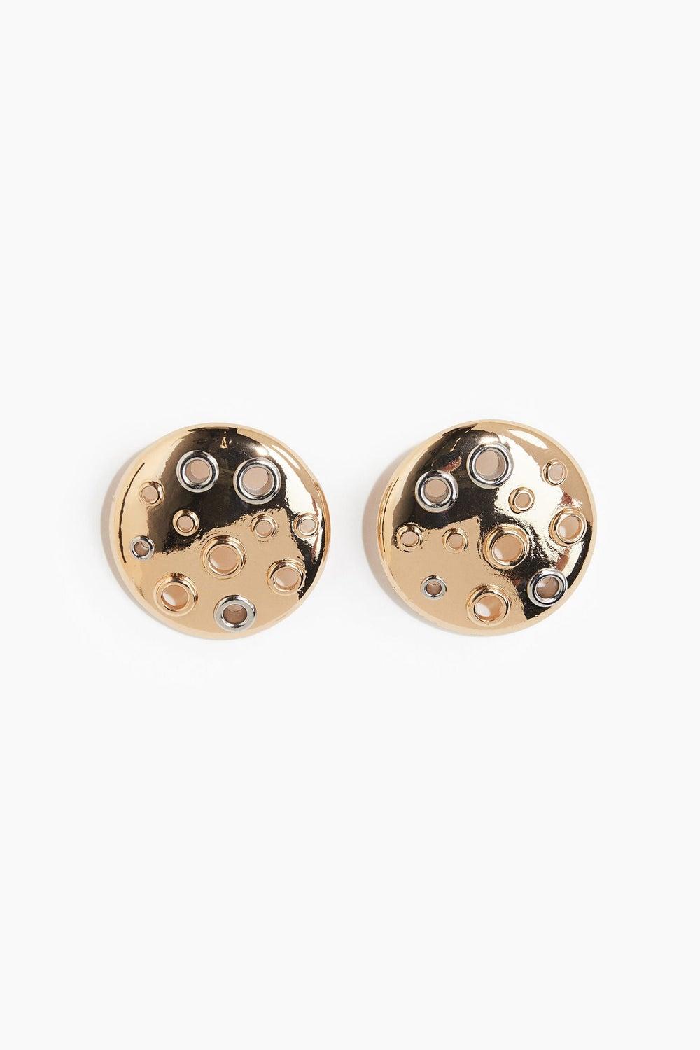 H&M Chic Eyelet-Detail Gold-Tone Hoop Earrings - Image 1