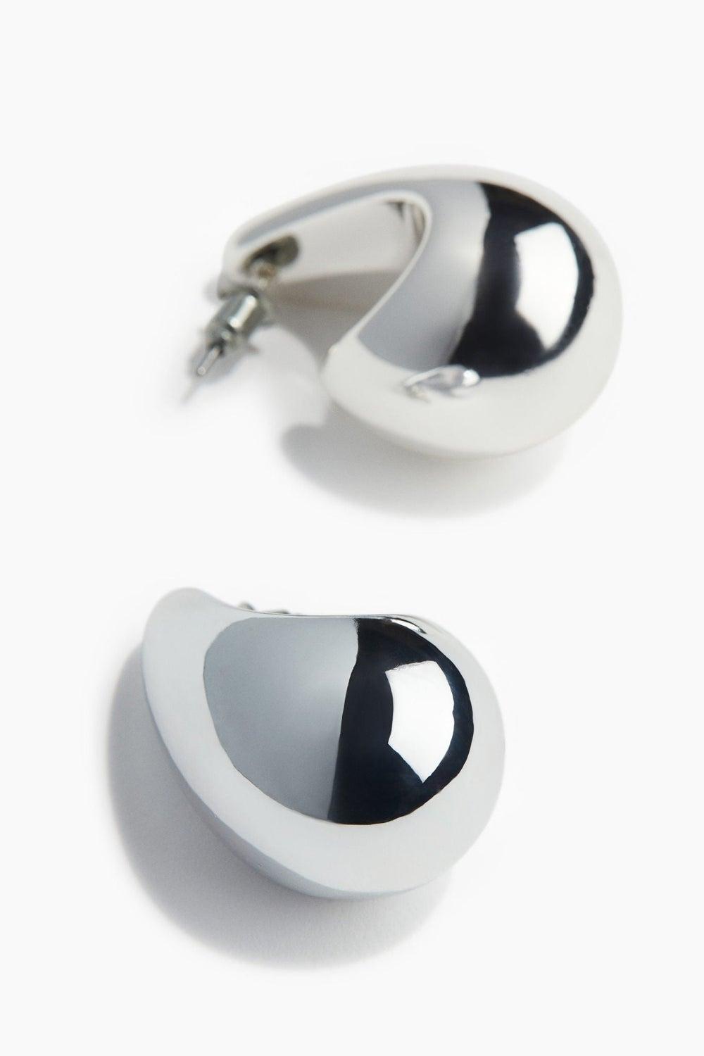 H&M Chic Stainless Steel Large Dome Earrings - Image 1