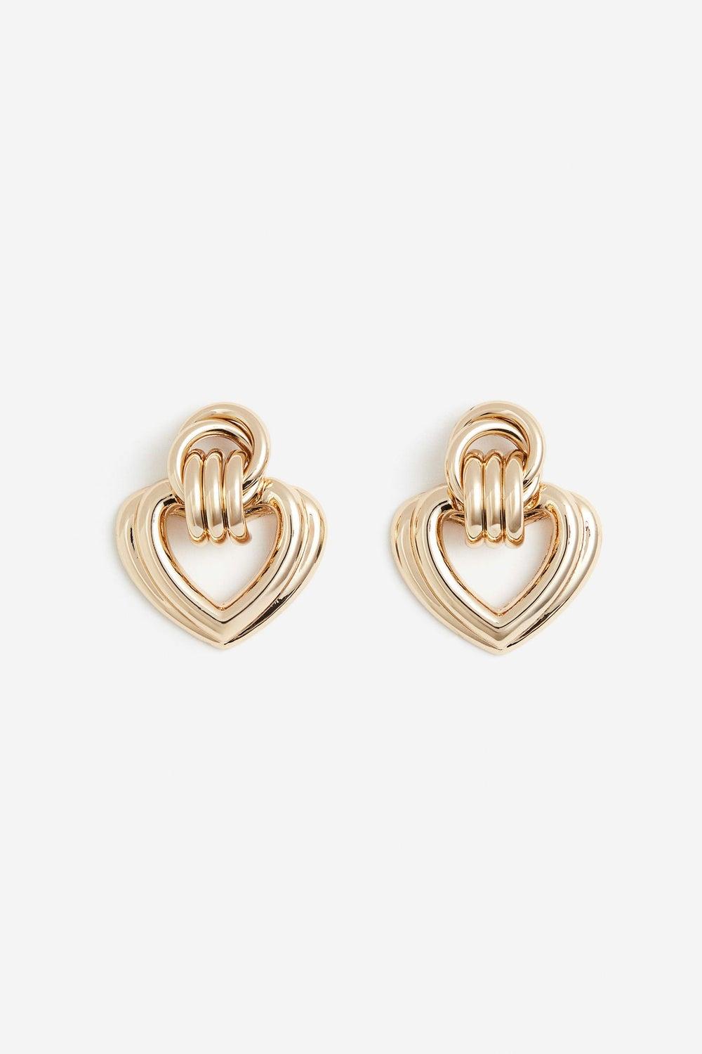 H&M Heart-Shaped Gleaming Earrings for Feminine Charm - Image 1
