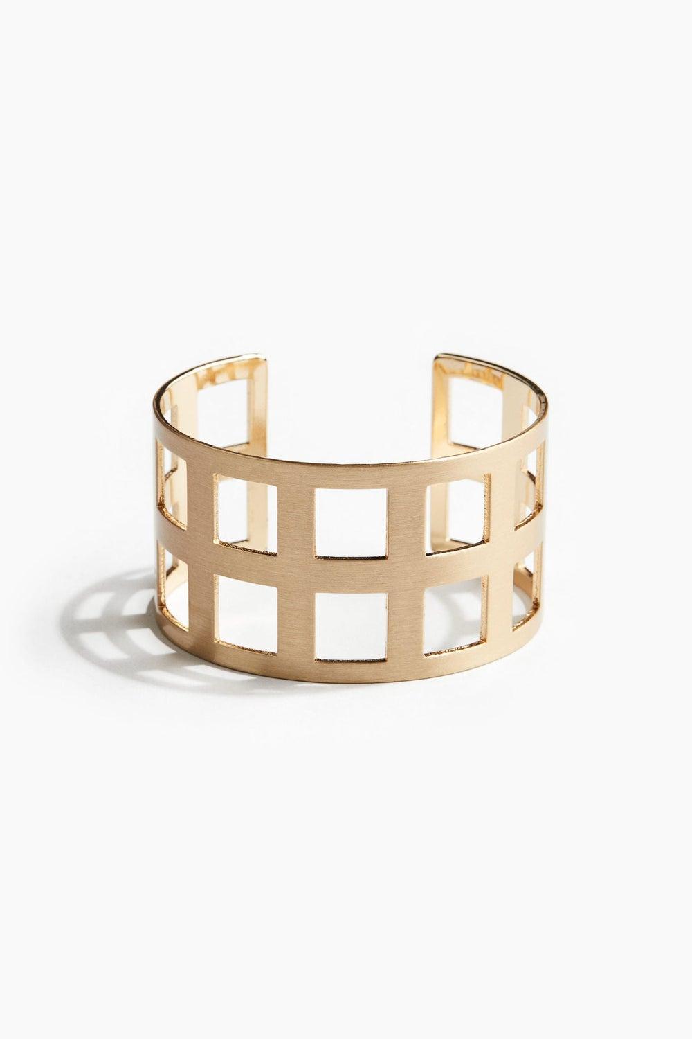 H&M Golden Aura Wide Cuff Bracelet for Women - Image 1