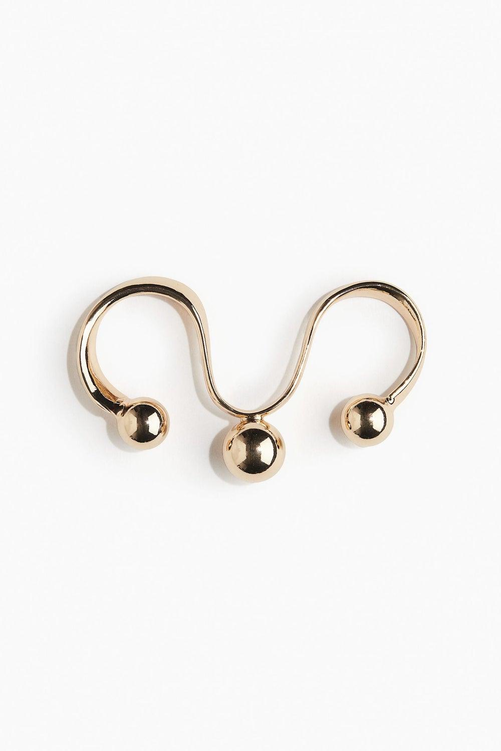 H&M Gold-Tone Sleek Dual-Finger Ring - Image 1
