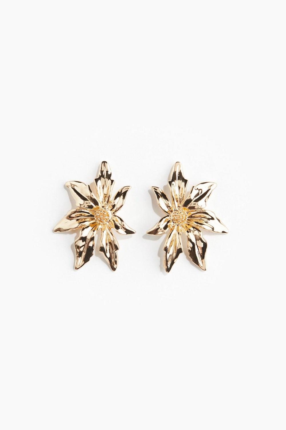 H&M Floral Elegance: Beaded Center Flower Earrings - Image 1