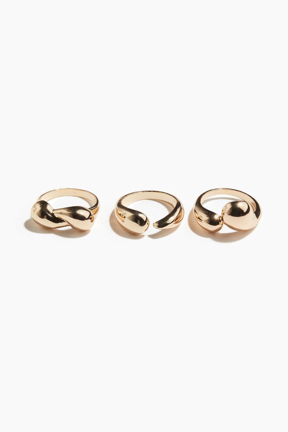 Elegant Trio: H&M Chunky Metal Rings 3-Pack - Image 1