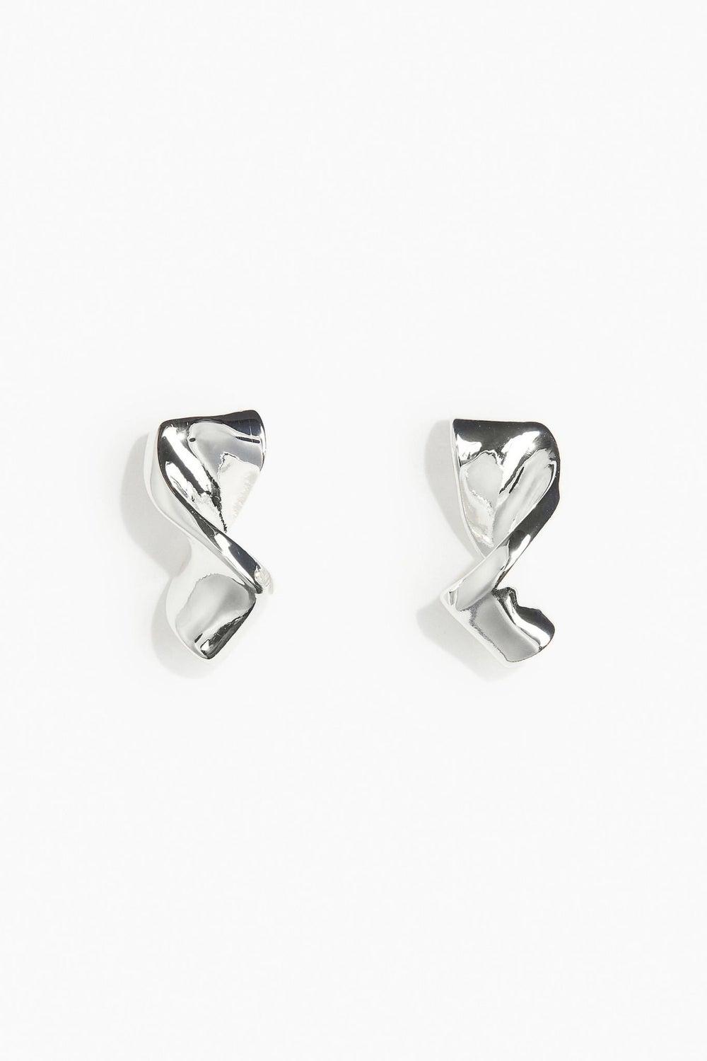 H&M Sculpted Twists: Elegant Silver Earrings - Image 1