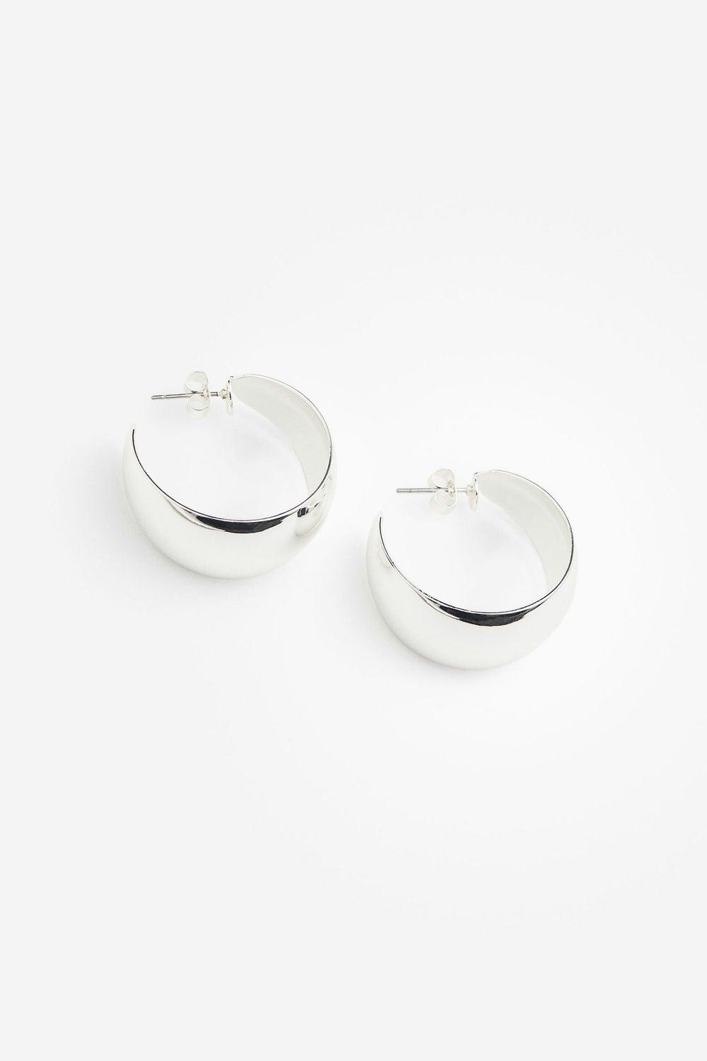 H&M Chic Wide Hoop Earrings - Elegant Steel Finish - Image 1