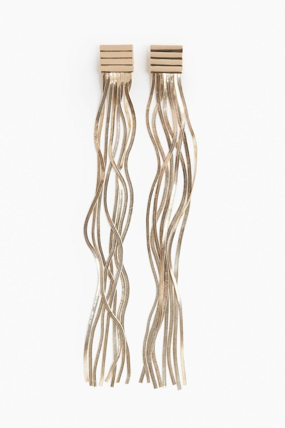 H&M Chic Gold-Tone Herringbone Chain Earrings - Image 1