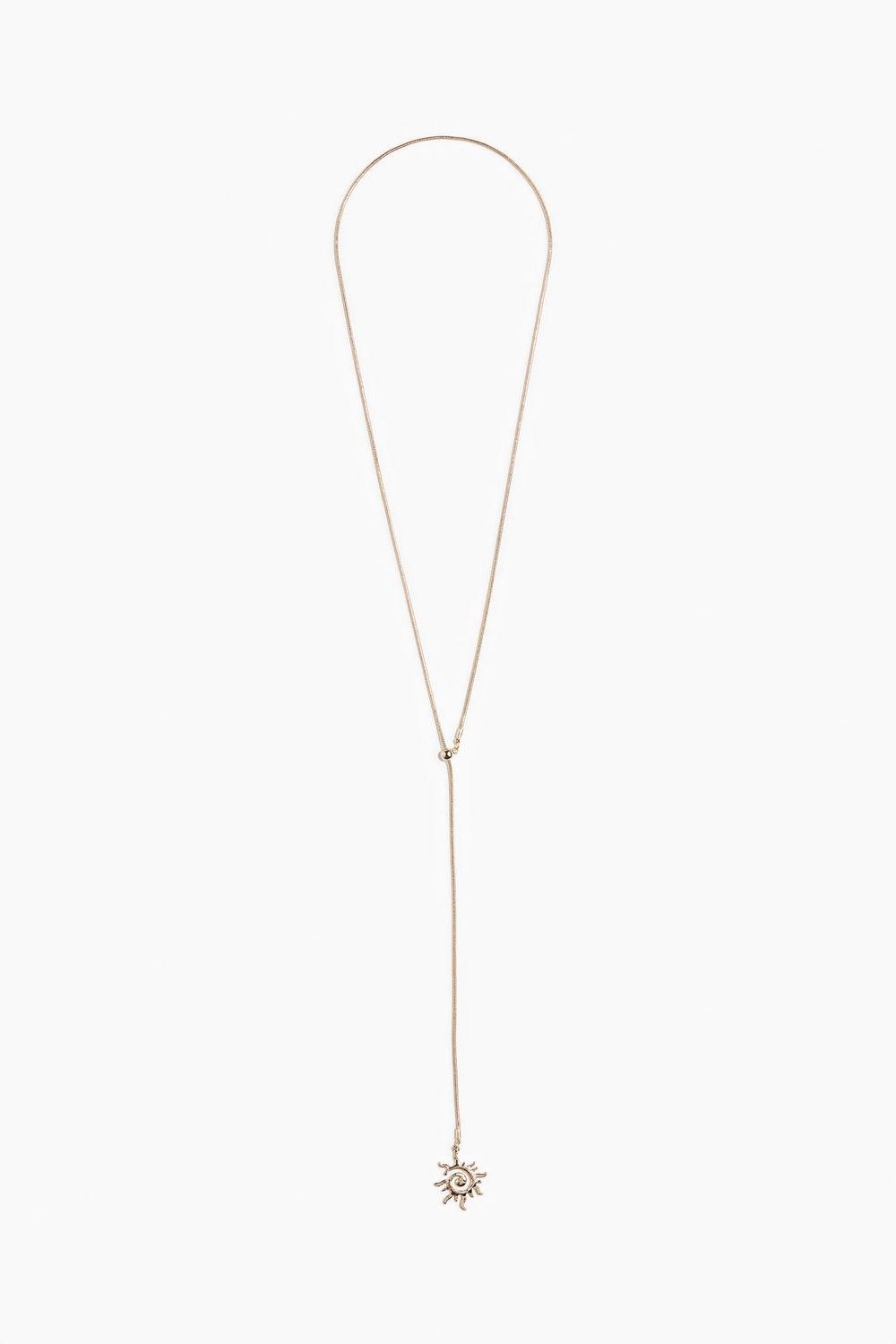 H&M Sunburst Pendant Lariat Necklace – Adjustable Elegance - Image 1
