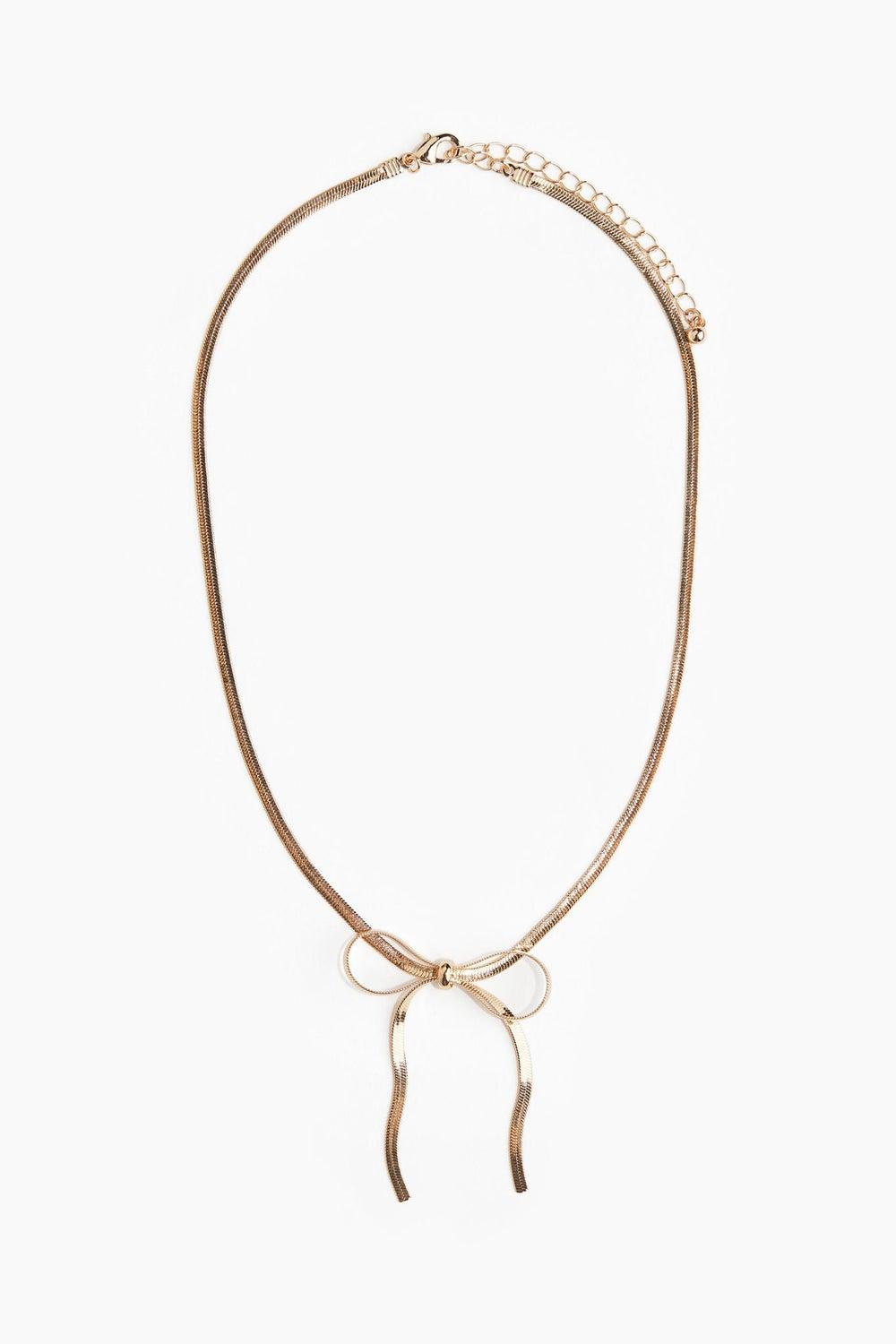 H&M Elegance Gold-Tone Bow-Detail Necklace - Image 1