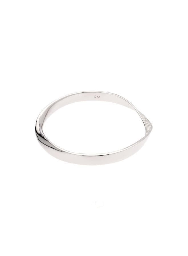 Karen Millen Textured Twist Silver Bangle for Women - Image 1