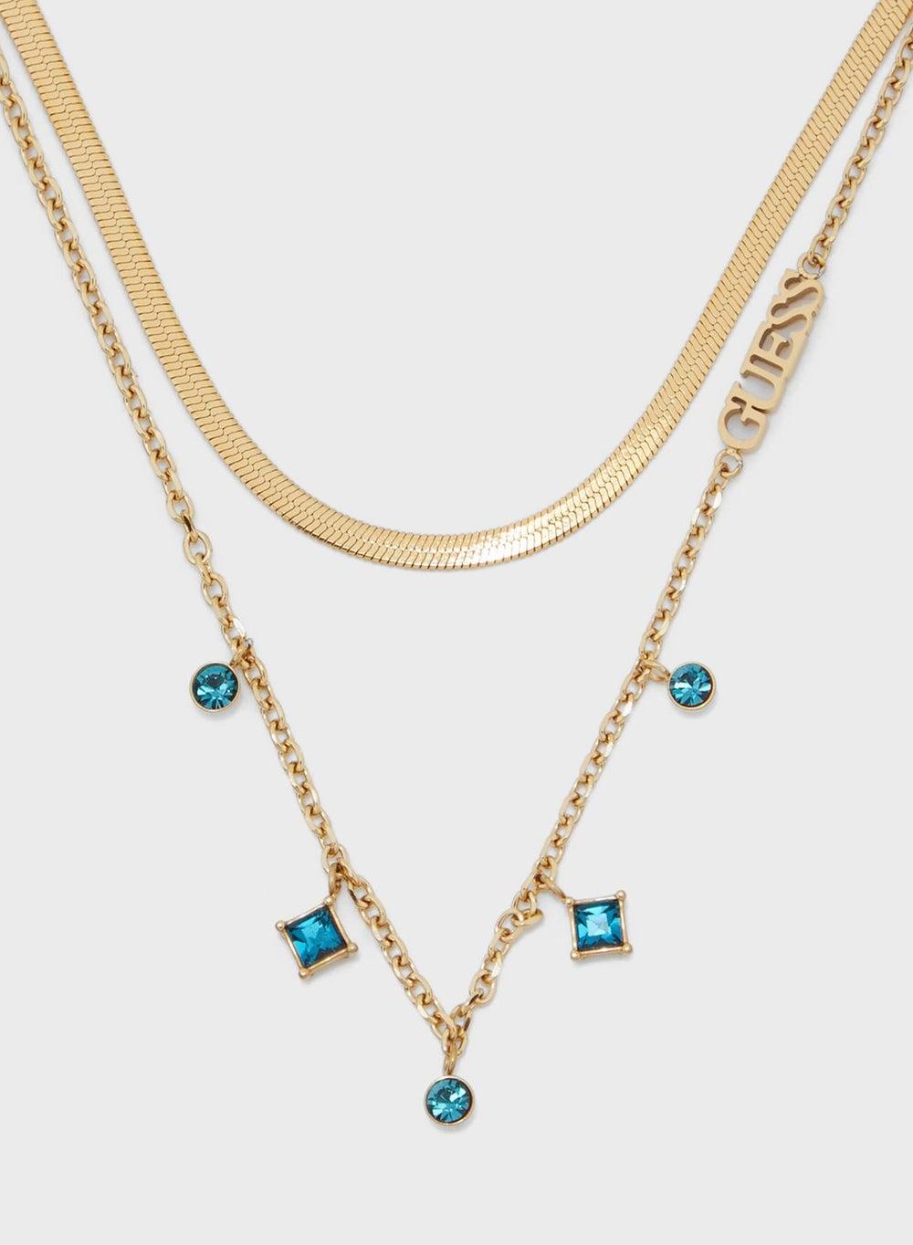 GUESS Gold-Tone Chain Necklace with Faux Stones - Image 1