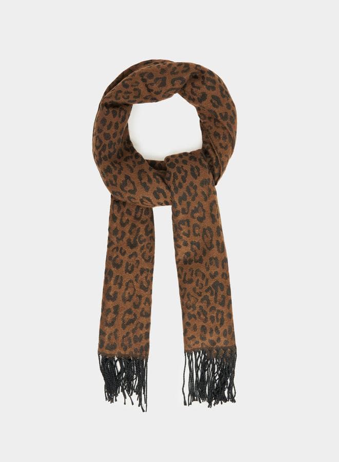 Styli Animal Print Fringed Scarf – Elegant Accessory for Women - Image 1