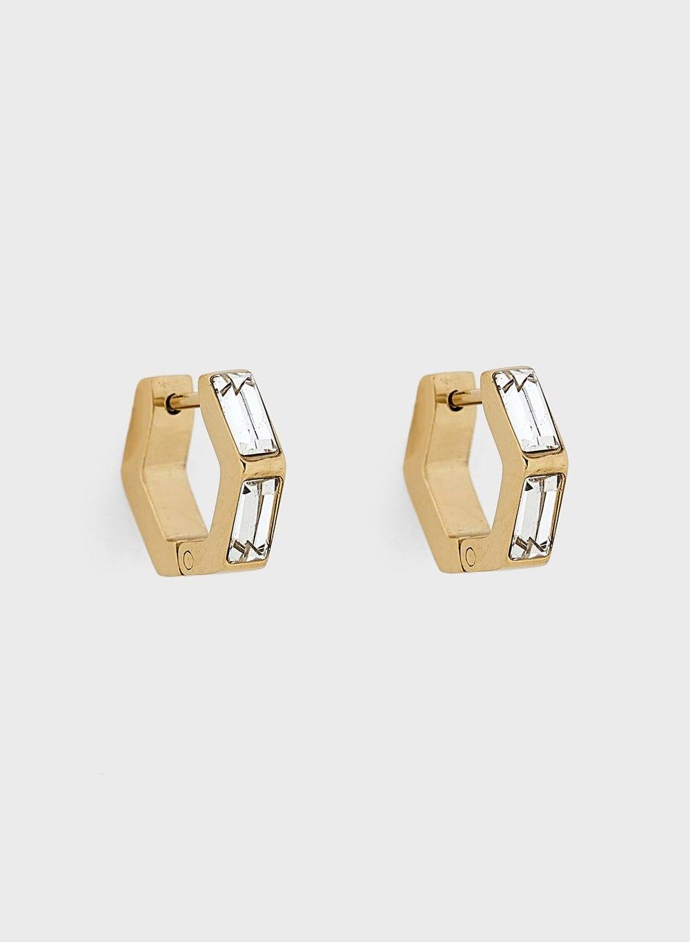 GUESS Baguettes Hugs Earrings: Gold-Tone Geometric Sparkle - Image 1