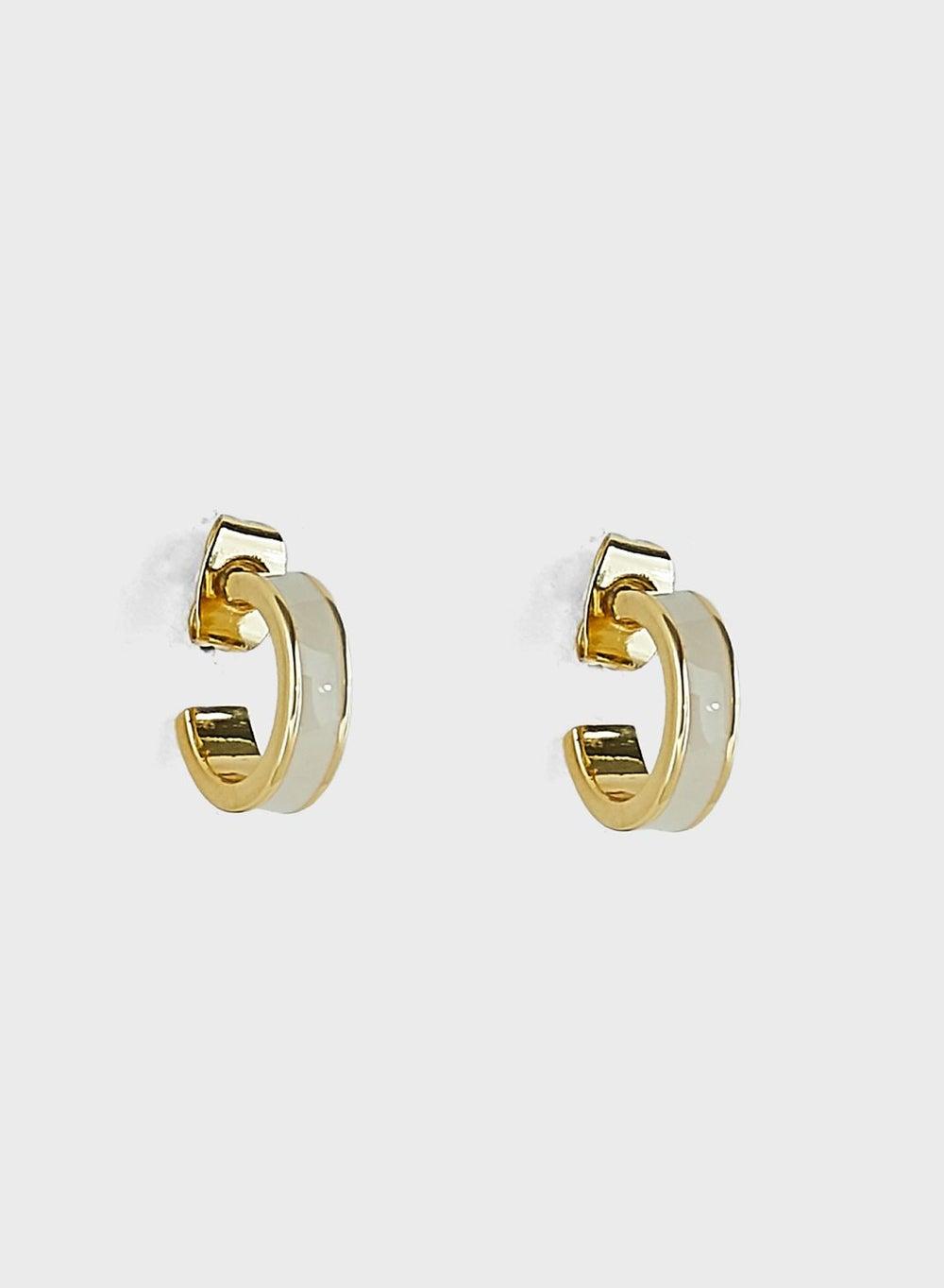 ONLY Small Enamel Gold-Dipped Hoop Earrings - Image 1