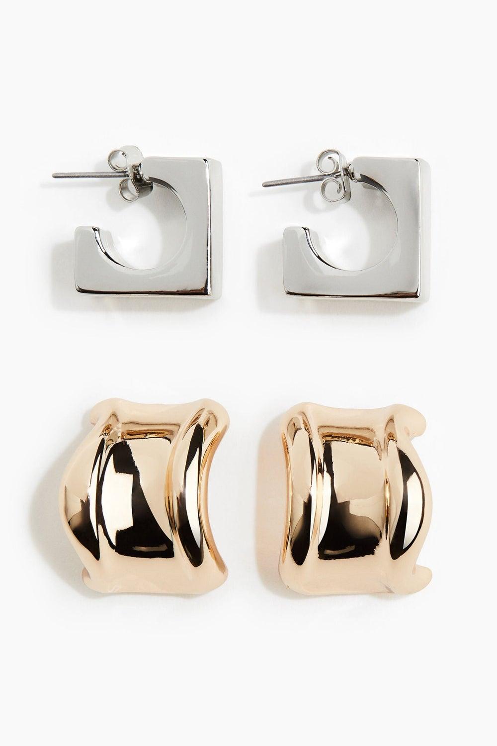 H&M Gold-Tone Hoop Earrings Set – Dual Sizes - Image 1