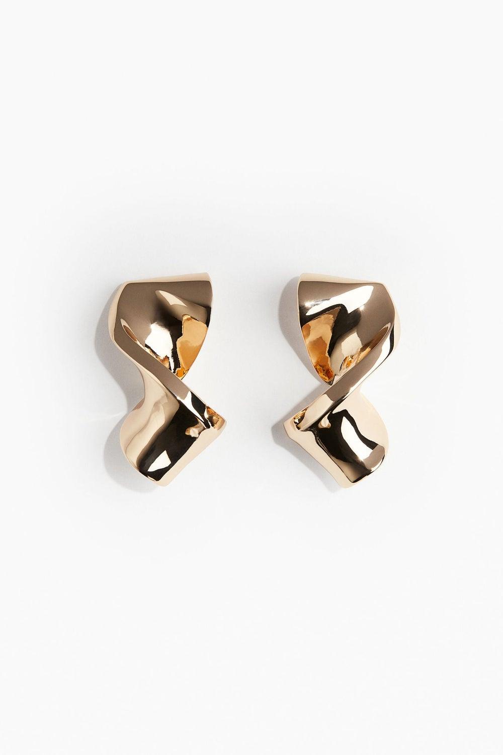 H&M Elegant Twisted Gold-Tone Earrings - Image 1