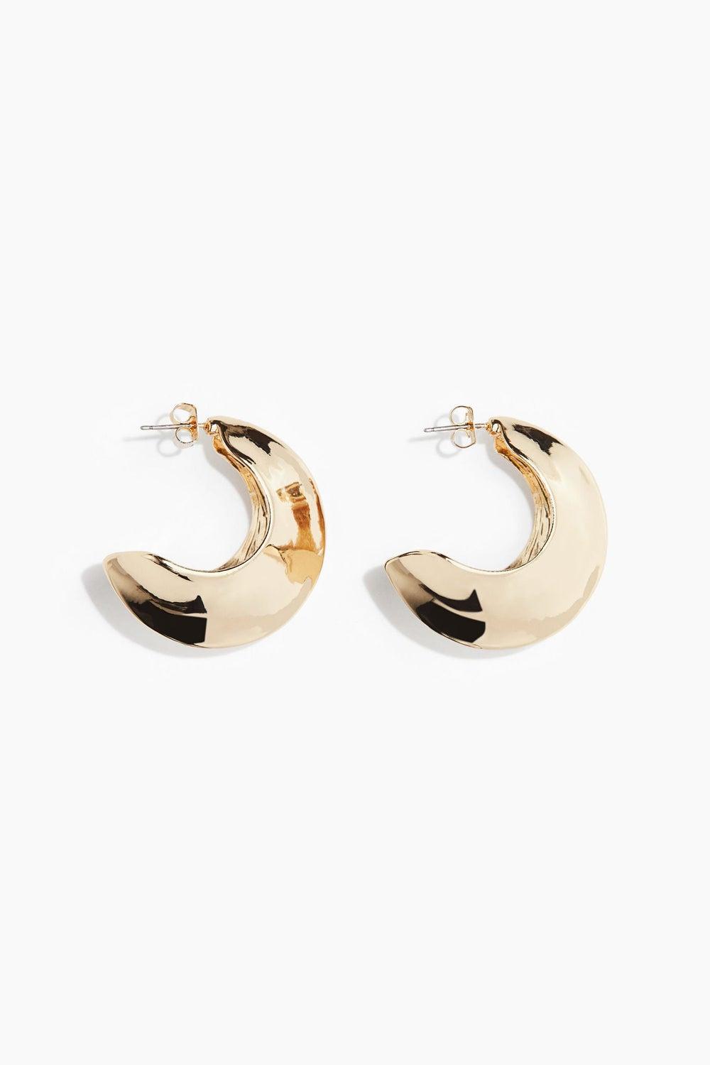 H&M Sleek Point-Edge Metallic Hoop Earrings - Image 1