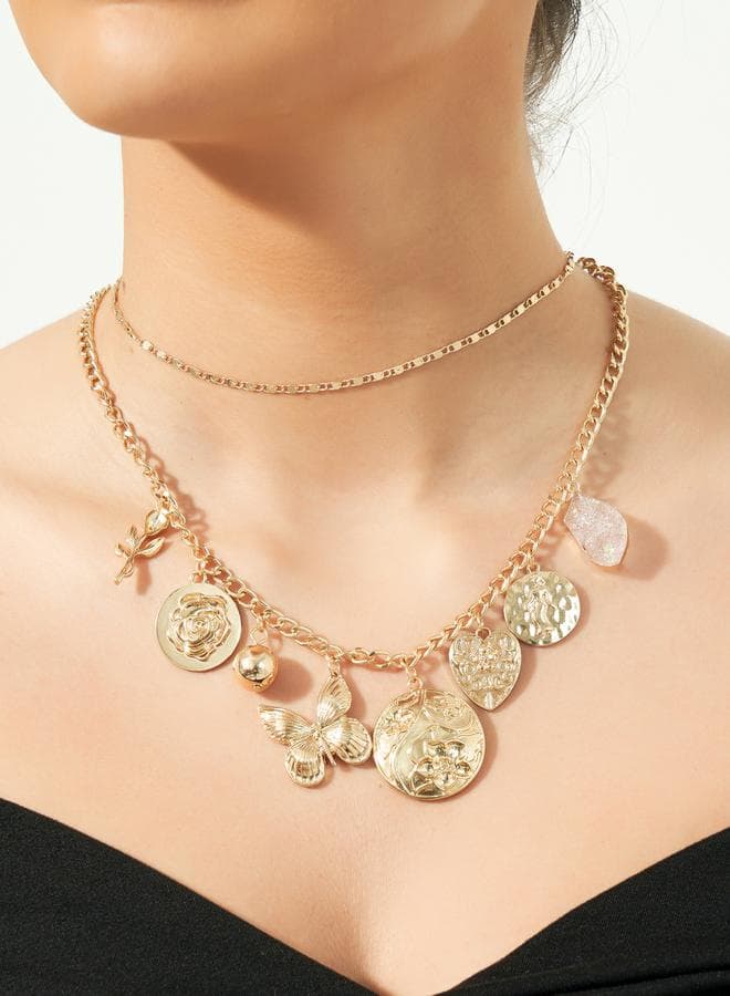 Styli Textured Drop Accent Necklace Duo for Women - Image 1