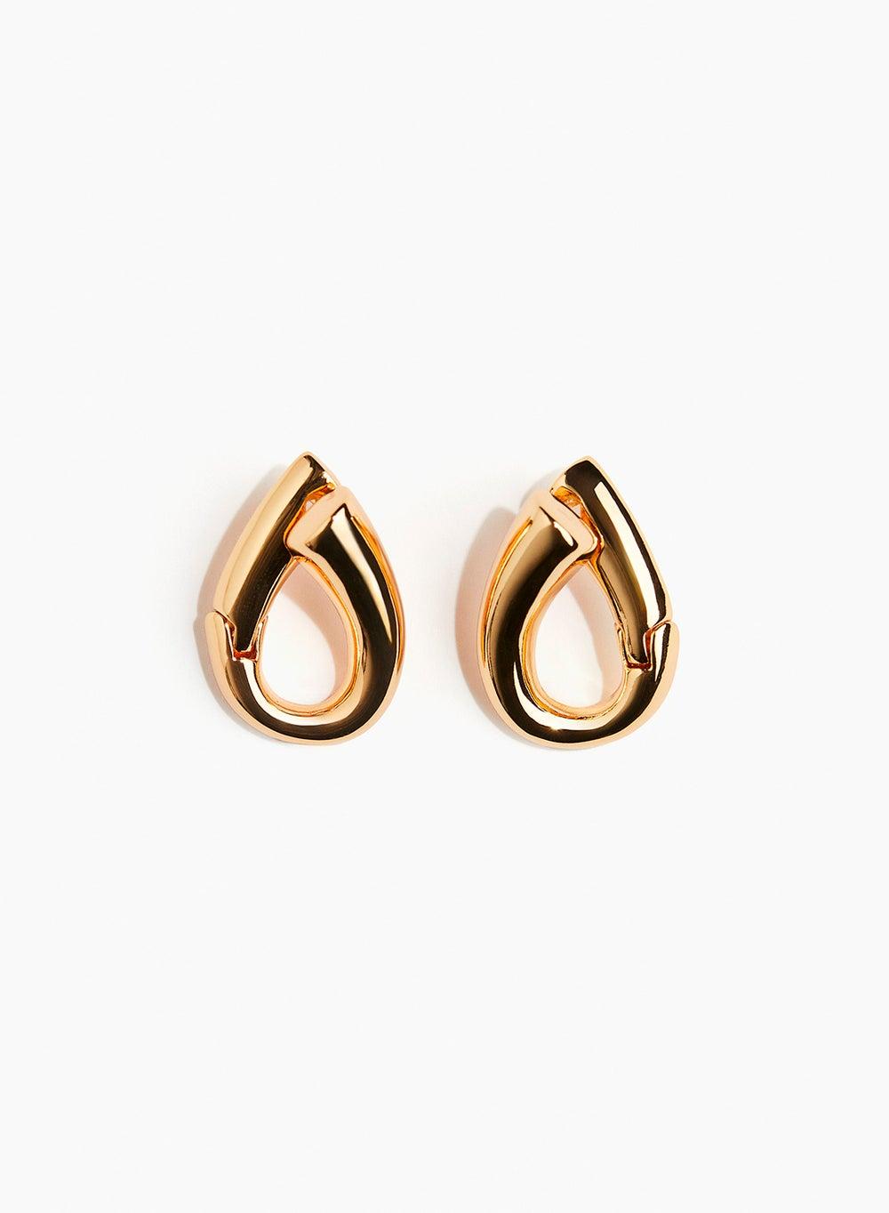 H&M Elegant Gold-Plated Drop Hoop Earrings for Women - Image 1