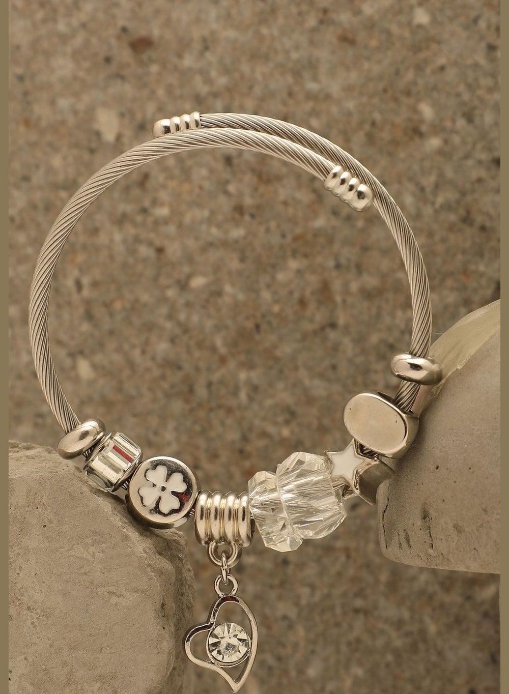 SOHI Silver Elegance: Designer Bracelet for Chic Women - Image 1