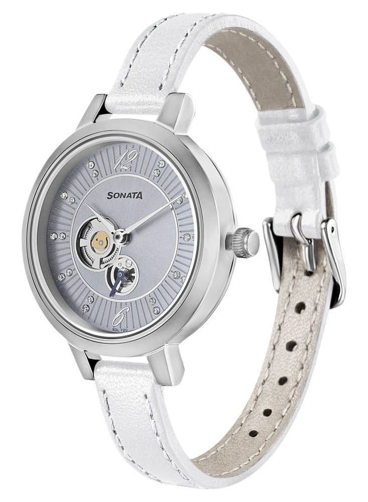 Sonata 8141SL04 Elegant Leather Wrist Watch for Women, 32mm - Image 1
