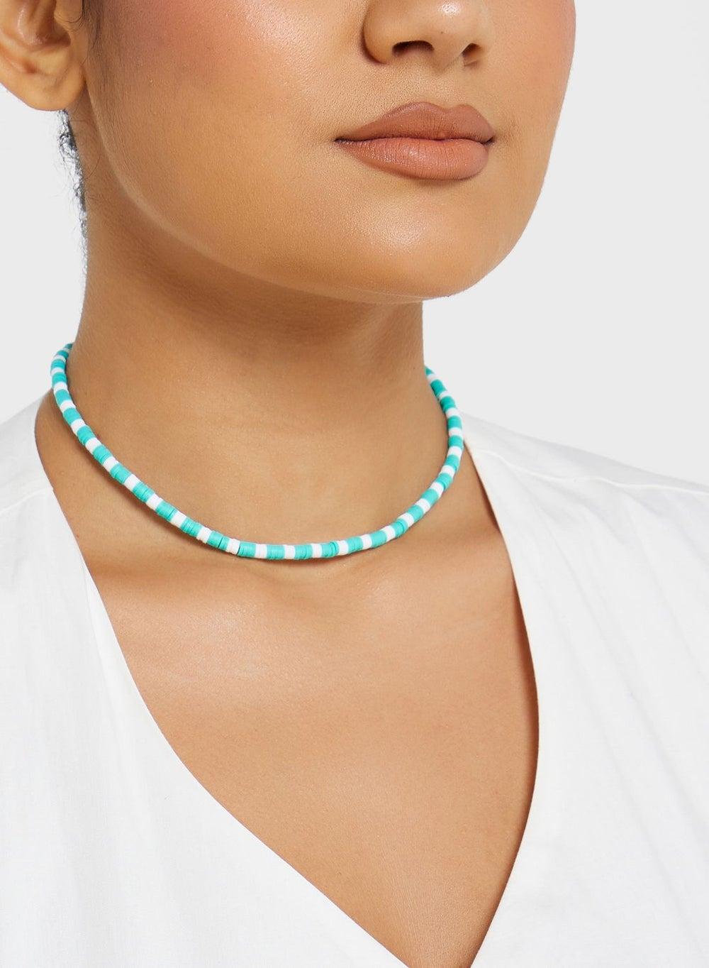 Adele Stripe Beaded Necklace - Fashionbox Women's Accessory - Image 1