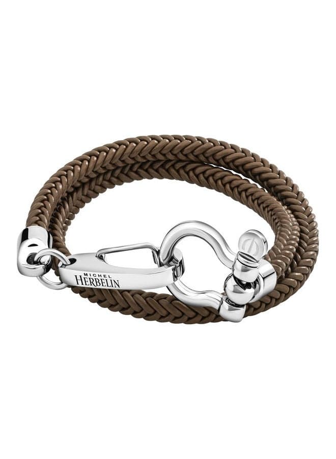 MICHEL HERBELIN Elegance: Silver/Olive Stainless Steel Bracelet - Image 1