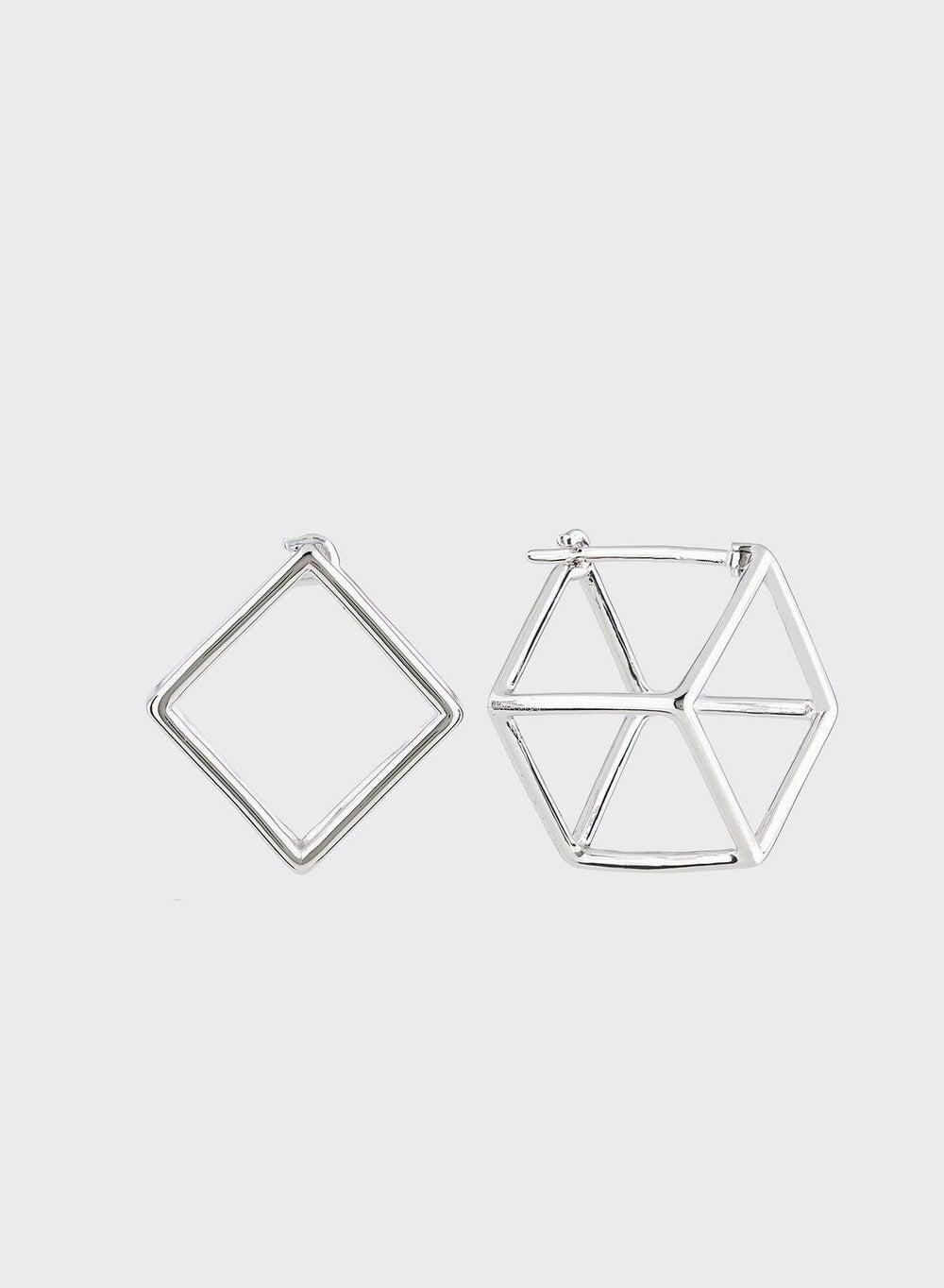 MOMNT Sterling Silver Cube Earrings - Polished Chic - Image 1