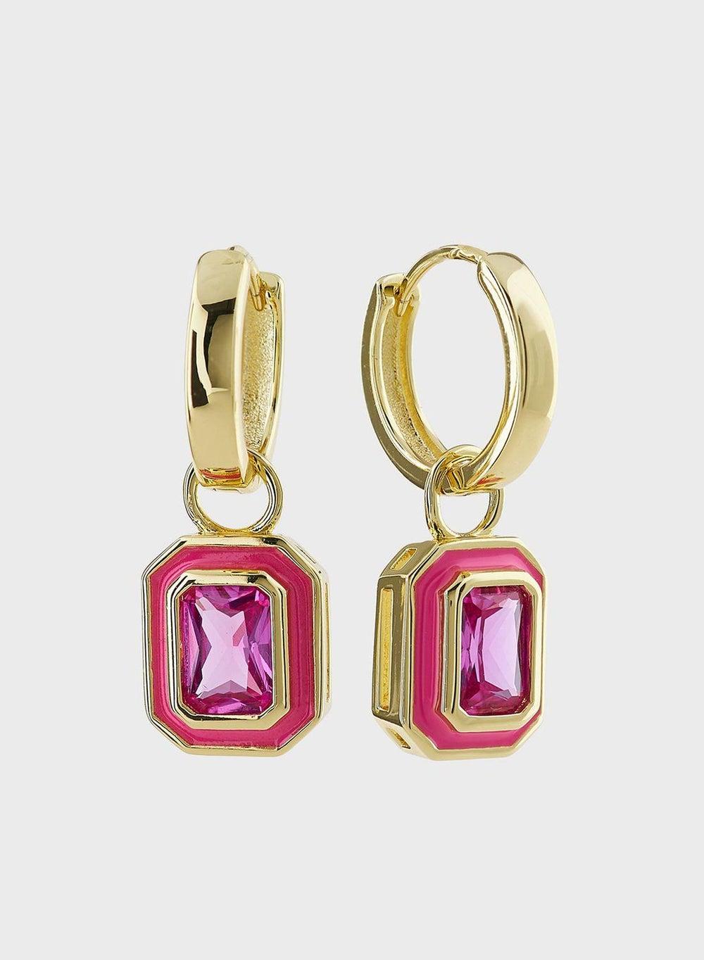 LUV AJ Bezel Huggies: Chic Hoop Earrings for Women - Image 1