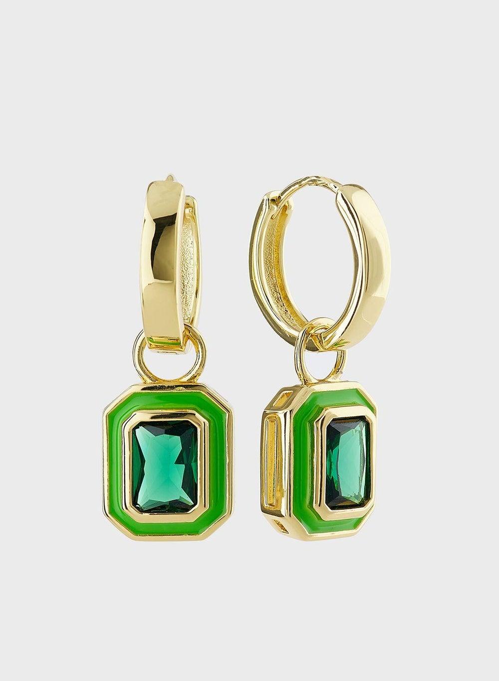 LUV AJ Bezel Huggies - Chic Hoop Earrings for Women - Image 1