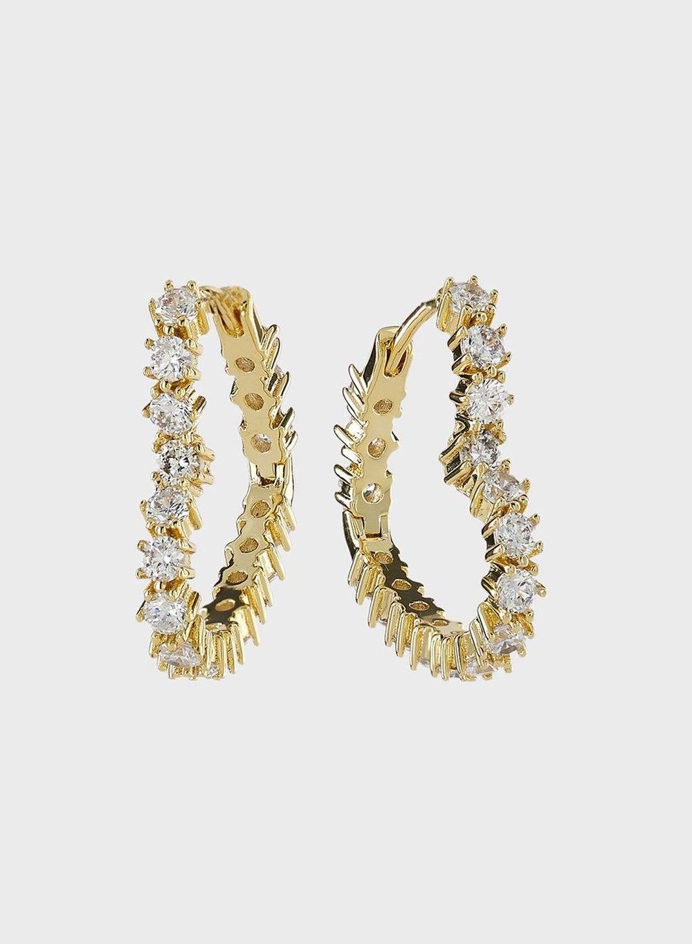 LUV AJ Diamond Heart Cuff Earrings - Elegant Sparkle - Image 1