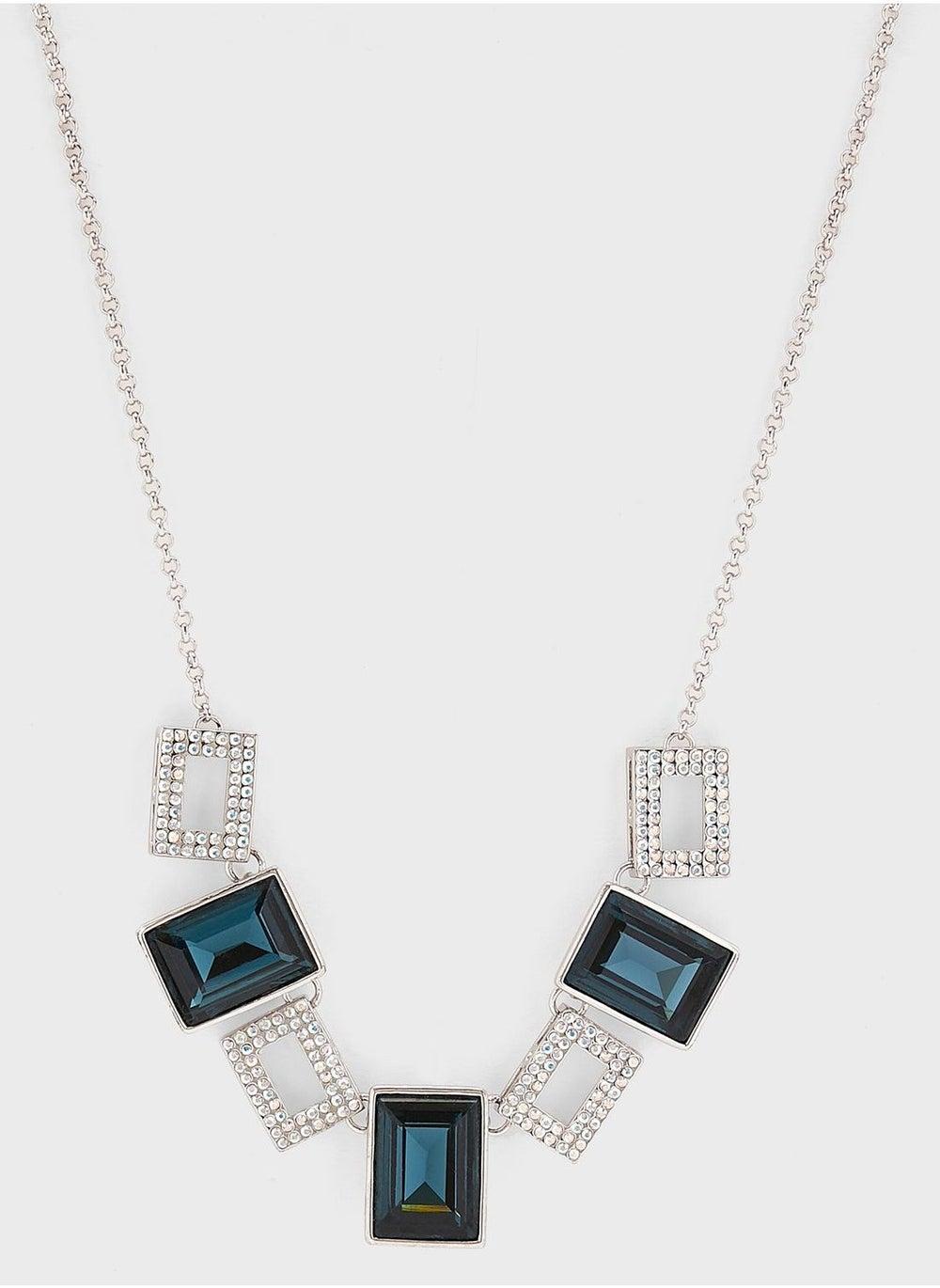 Anita's Rectangular Rhinestone Charm Necklace - Image 1
