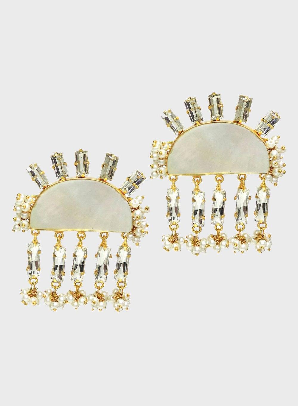 DORI Bianca Luxe Gold-Toned Drop Earrings with Pearls - Image 1
