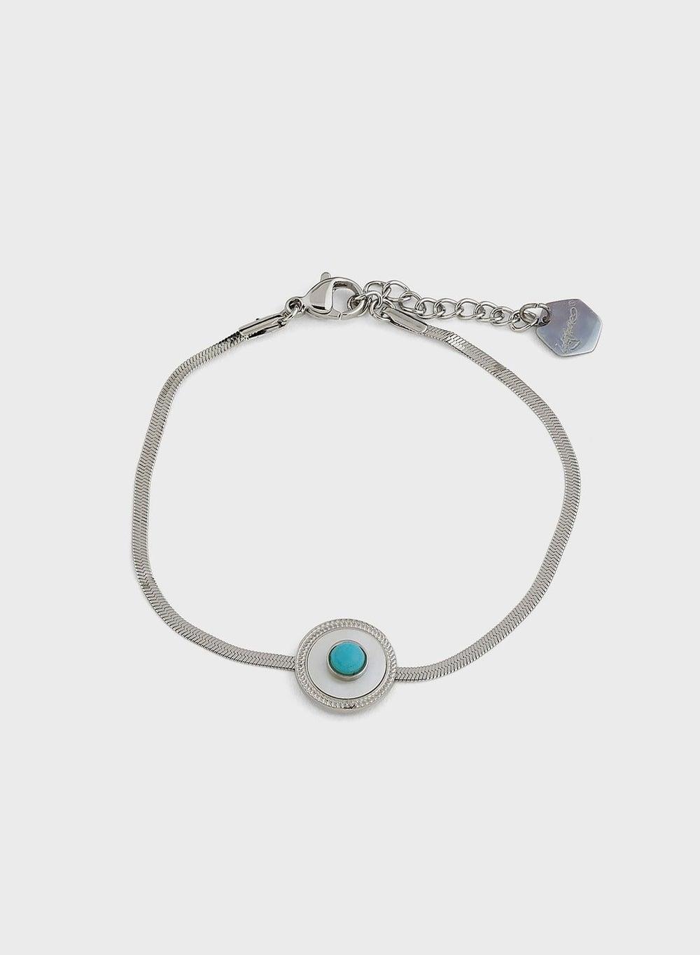 Lady Mauve ORA Eye Circle Pendant Snake Chain Bracelet - Image 1